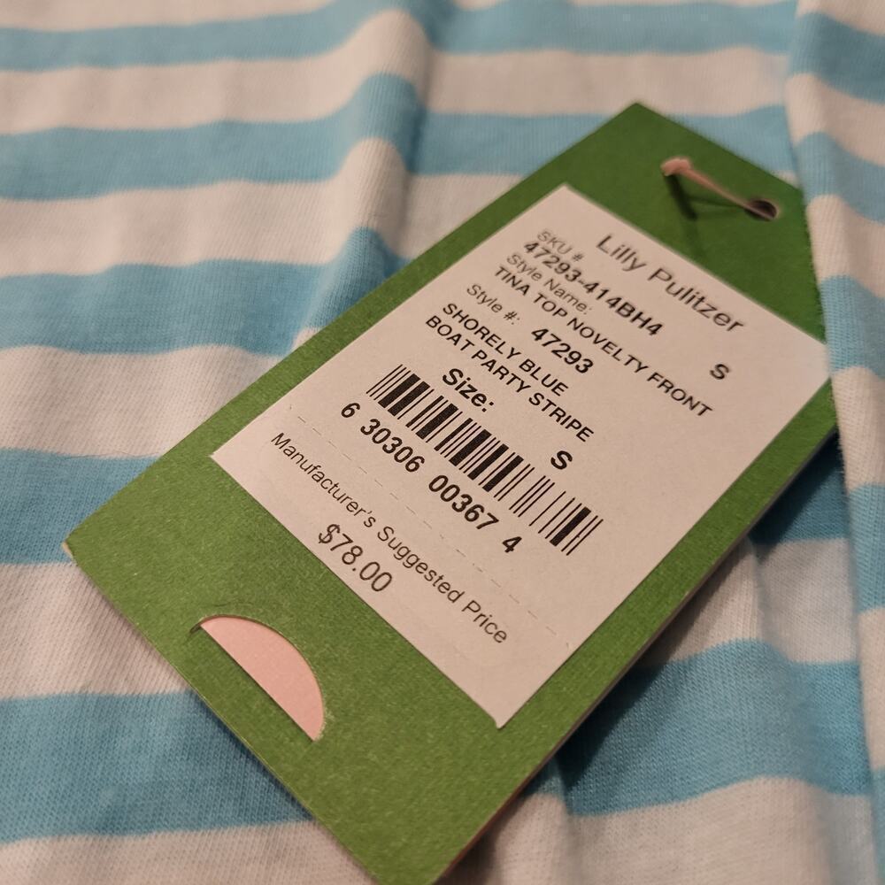 NWT Lily Pulitzer  blue white striped seahorse gold sequin embellishment - Picture 3 of 8